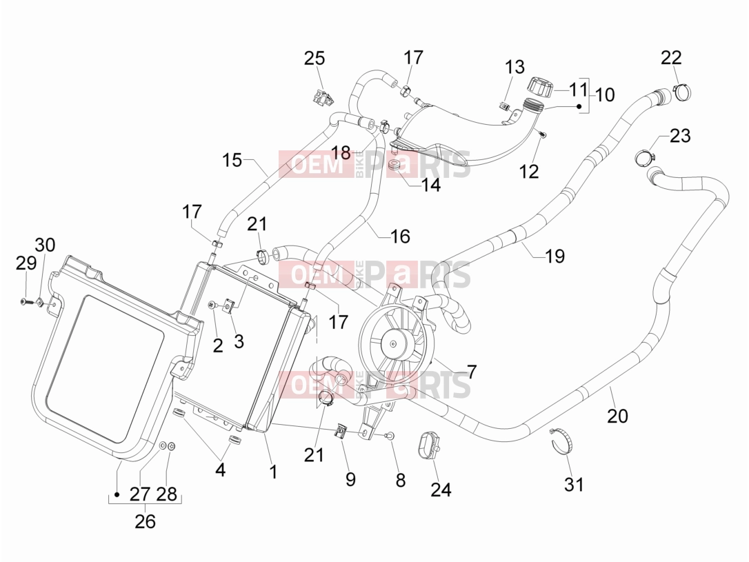 gilera 2008 Fuoco 500 Frame - Plastic parts - Coachwork » Cooling system
