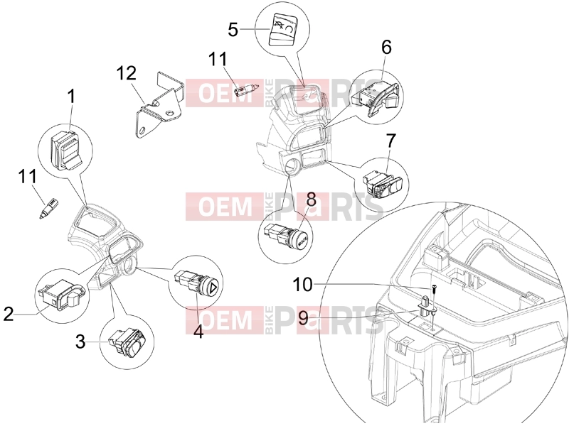 gilera 2008 Fuoco 500 Electrical system » Selectors - Switches - Buttons
