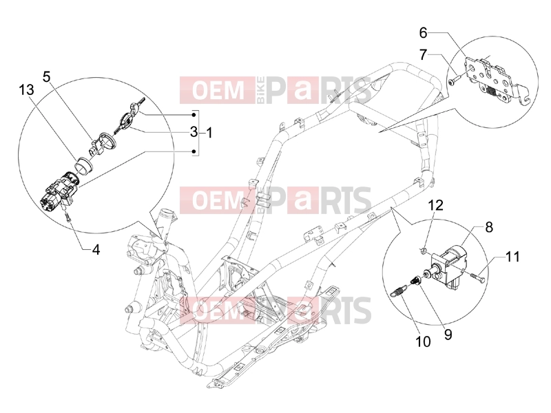 gilera 2011 Fuoco 500 Frame - Plastic parts - Coachwork » Locks