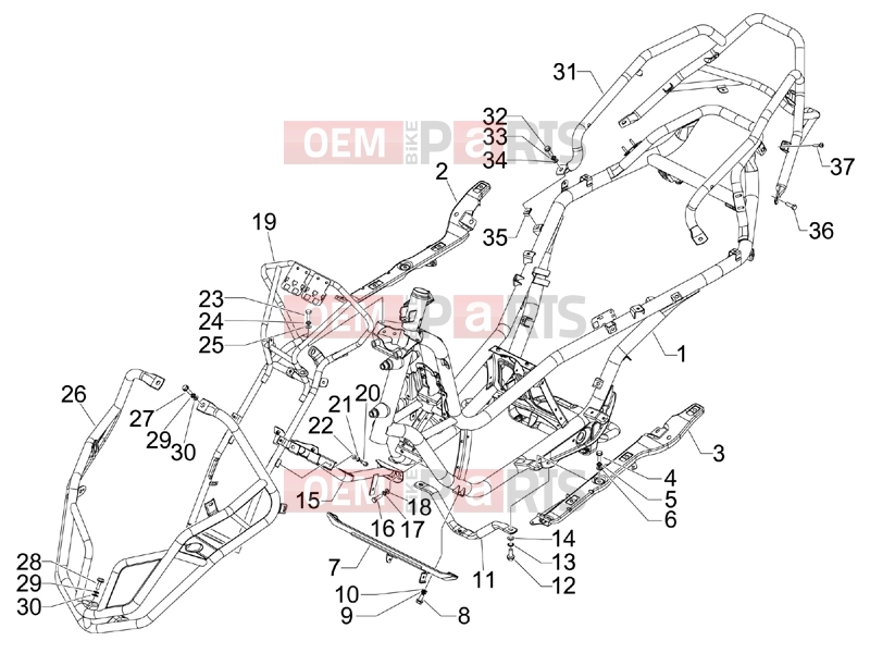 gilera 2014 Fuoco 500 Frame - Plastic parts - Coachwork » Frame/bodywork