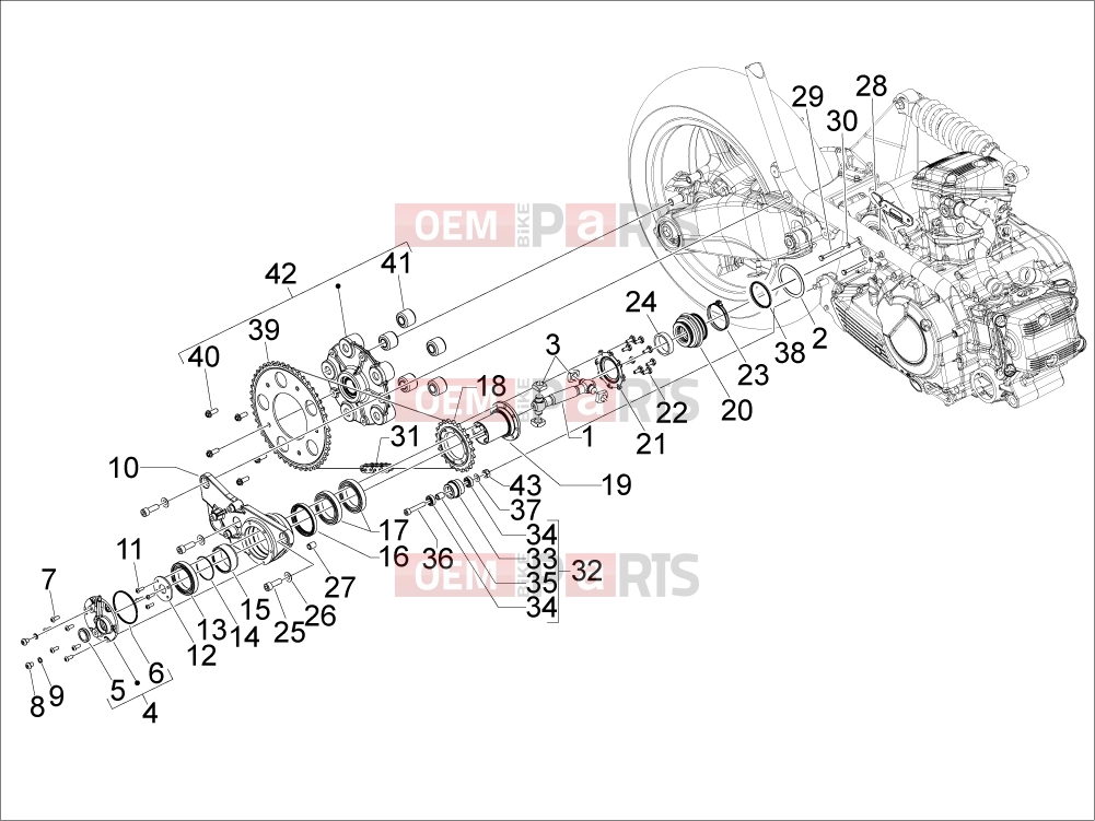 gilera 2009 GP 800 Engine » Transmission assembly