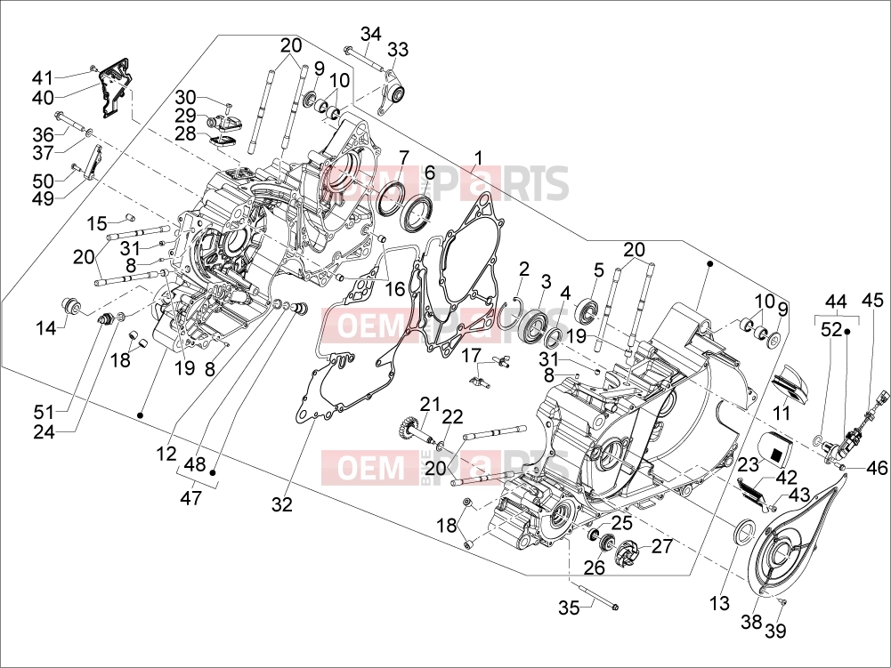 gilera 2010 GP 800 Engine » Crankcase