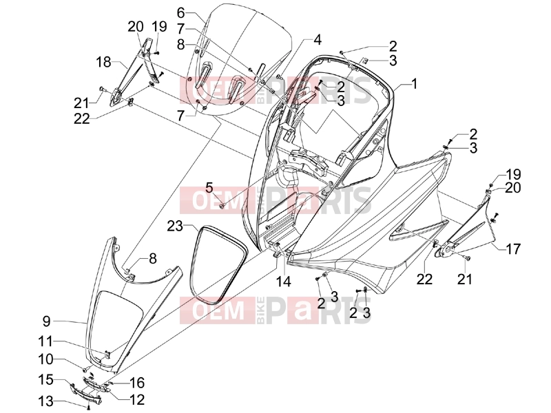 gilera 2010 GP 800 Frame - Plastic parts - Coachwork » Front shield