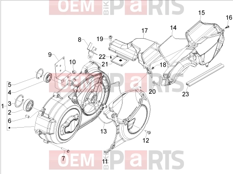 gilera 2011 GP 800 Engine » Crankcase cover - Crankcase cooling