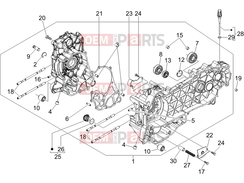gilera 2007 Nexus 250 Engine » Crankcase