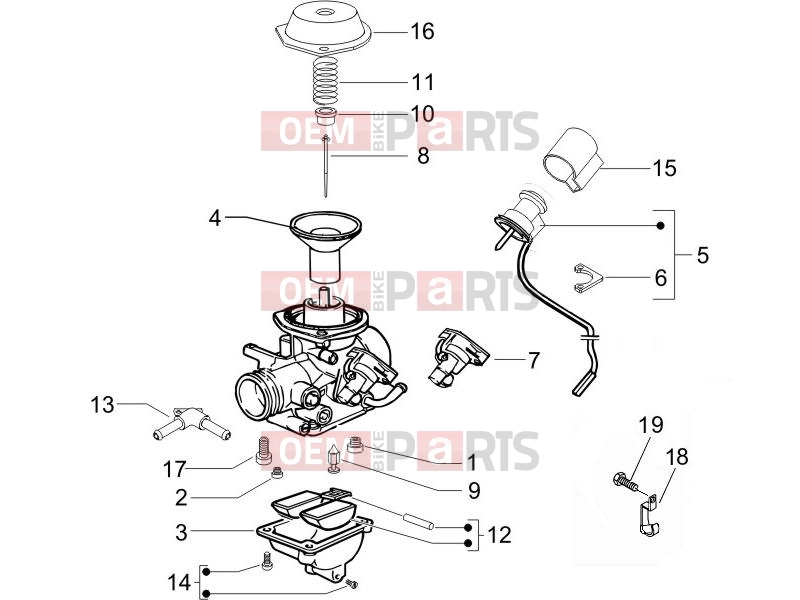 gilera 2008 Oregon 250 Engine » Carburetor's components