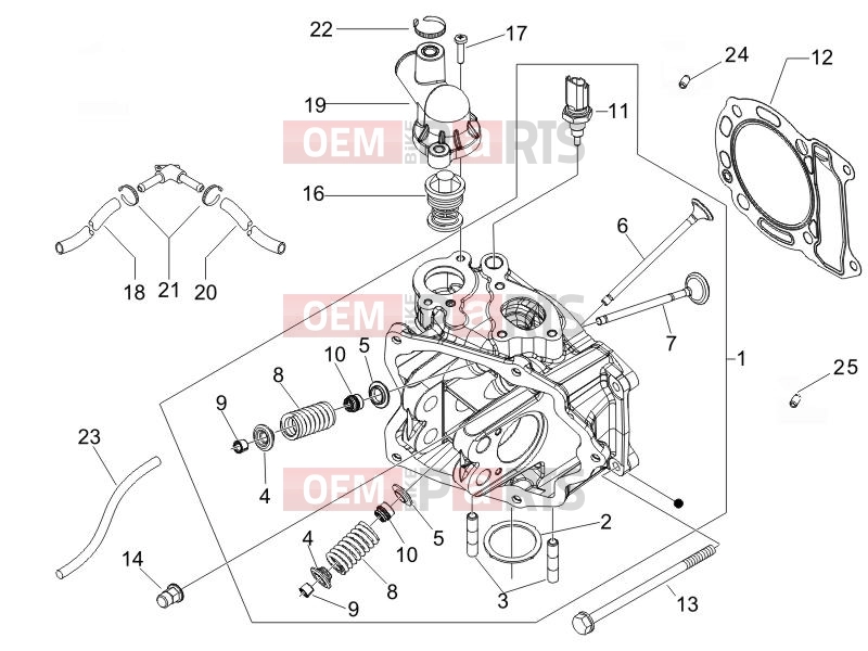 gilera 2009 Oregon 250 Engine » Head unit - Valve