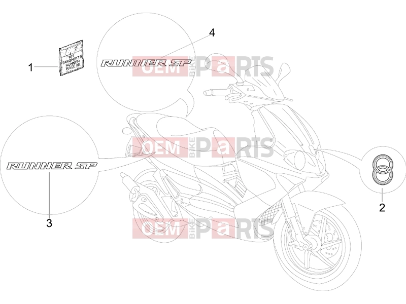 gilera 2008 Runner 50 SP -SC- Frame - Plastic parts - Coachwork » Plates - Emblems
