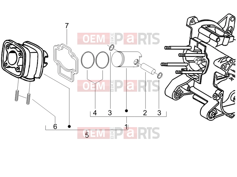 gilera 2012 Runner 50 SP Engine » Cylinder-piston-wrist pin unit