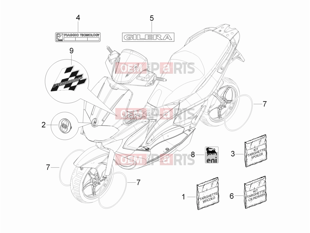 gilera 2013 Runner 50 SP Frame - Plastic parts - Coachwork » Plates - Emblems
