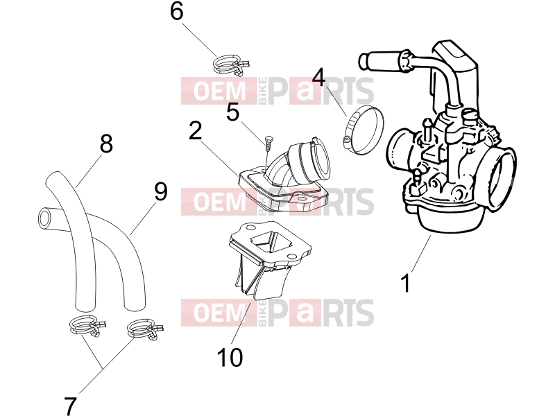 gilera 2015 Runner 50 SP Engine » Carburettor, assembly - Union pipe