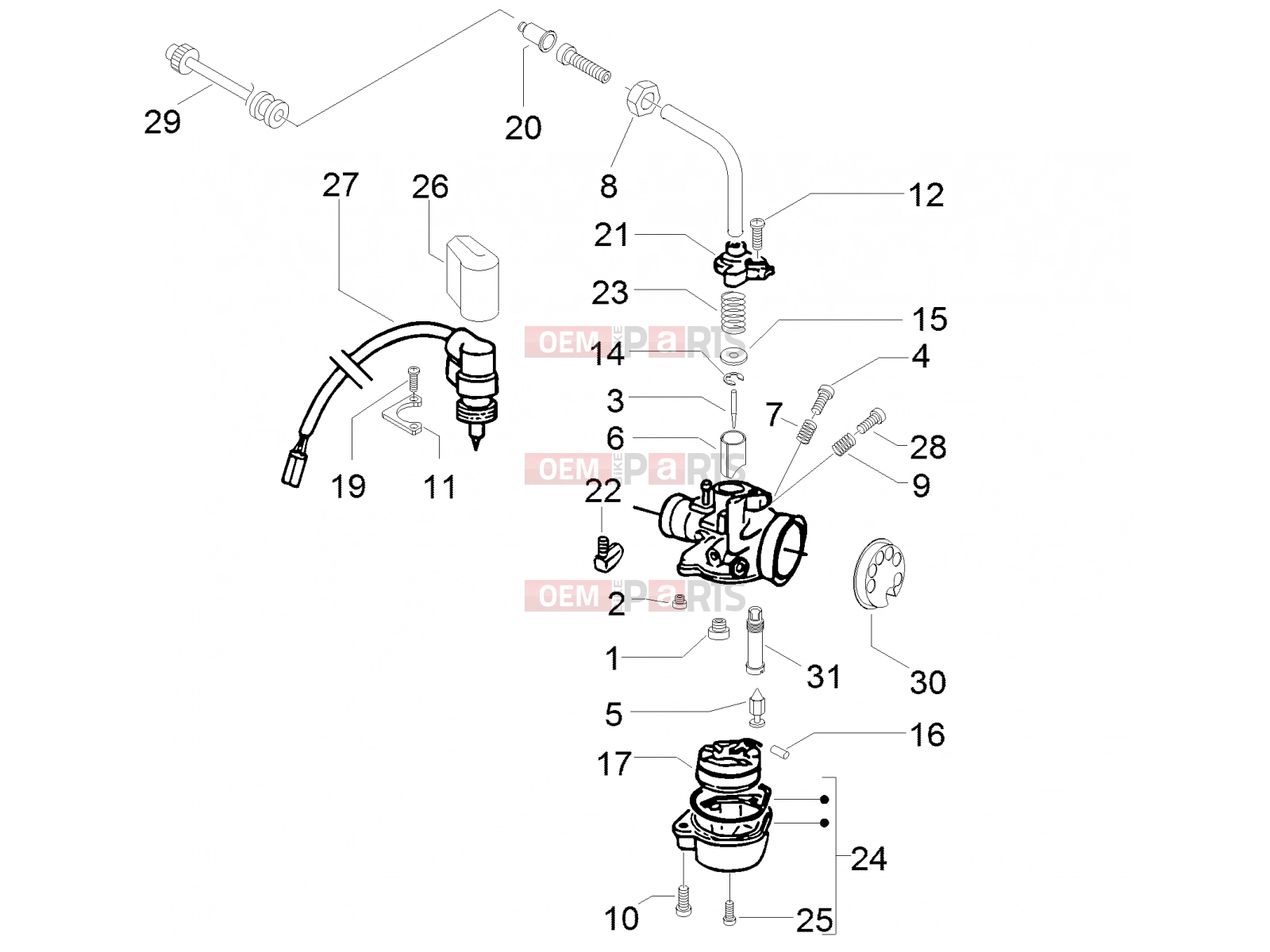 gilera 2016 Runner 50 SP Engine » Carburetor's components