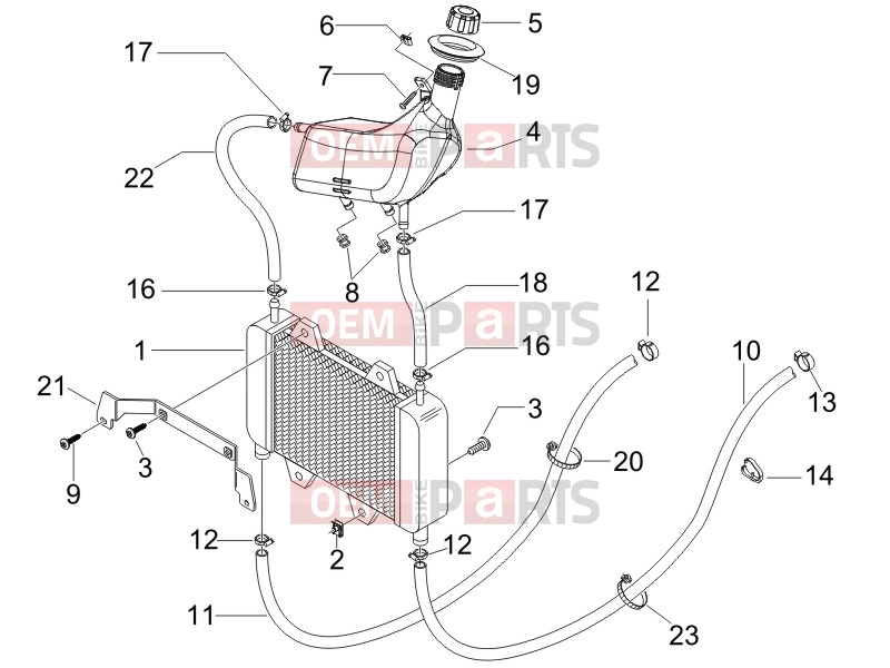 gilera 2018 Runner 50 SP Frame - Plastic parts - Coachwork » Cooling system