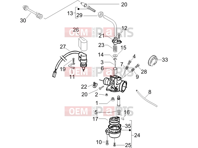 gilera 2005 Runner 50 SP Engine » Carburetor's components