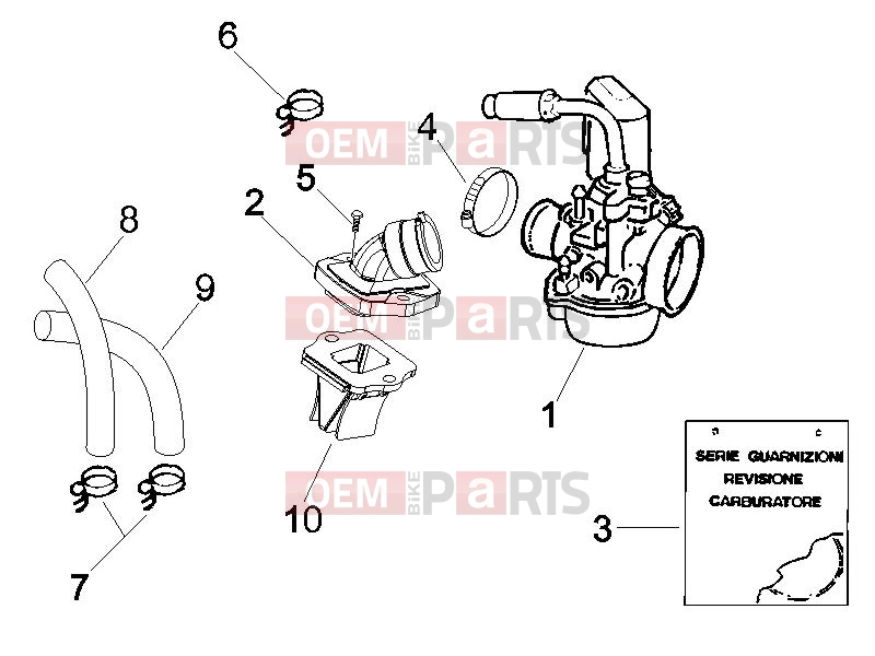 gilera 2005 Runner 50 SP Engine » Carburettor, assembly - Union pipe