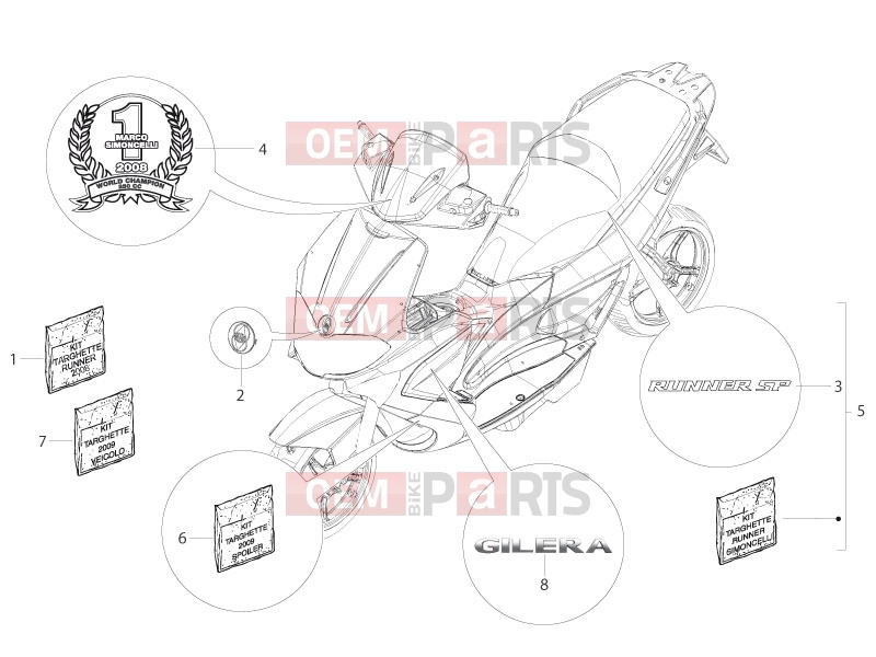 gilera 2008 Runner 50 SP Frame - Plastic parts - Coachwork » Plates - Emblems