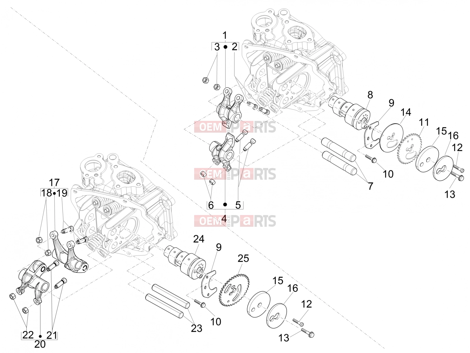gilera 2013 Runner 125 ST 4T Engine » Rocking levers support unit