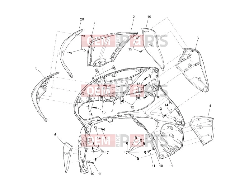 gilera 2014 Runner 125 ST 4T Frame - Plastic parts - Coachwork » Front shield