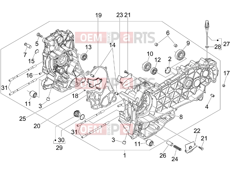 gilera 2016 Runner 125 ST 4T Engine » Crankcase