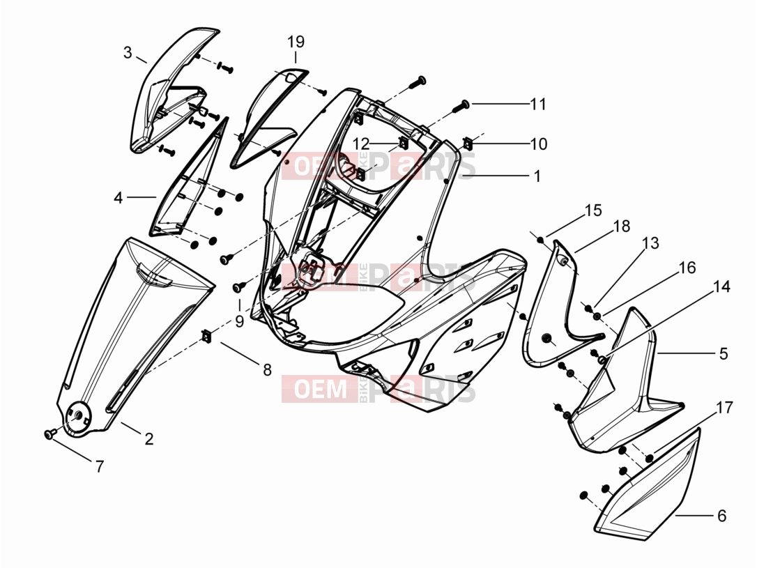 gilera 2012 Runner 200 ST 4T Frame - Plastic parts - Coachwork » Front shield
