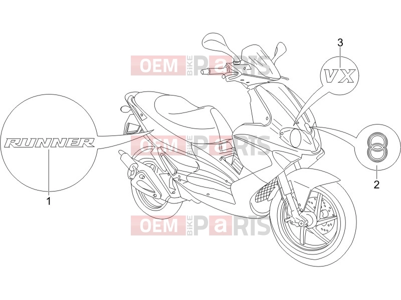 gilera 2007 Runner 125 VX 4T Frame - Plastic parts - Coachwork » Plates - Emblems