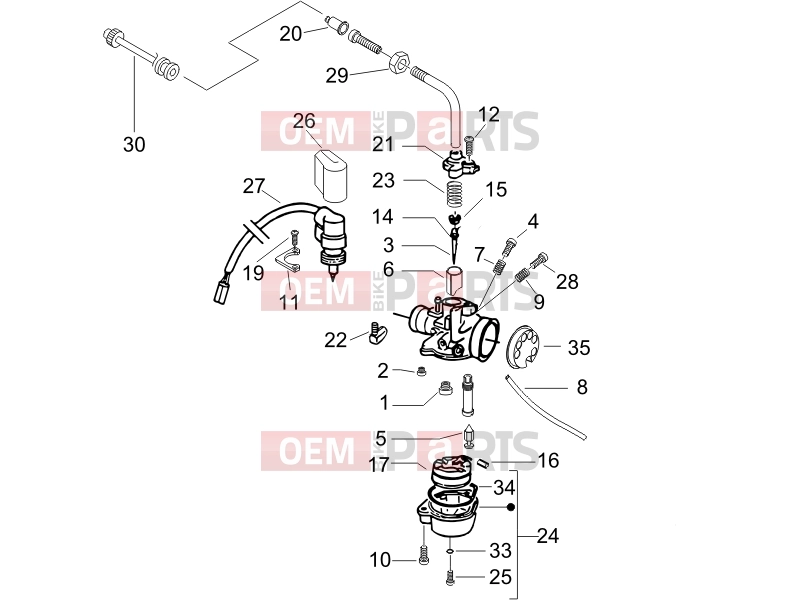 gilera 2008 Stalker 50 Engine » Carburetor's components