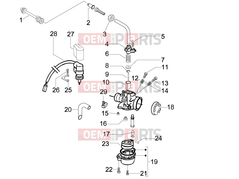 gilera 2011 Stalker 50 Engine » Carburetor's components