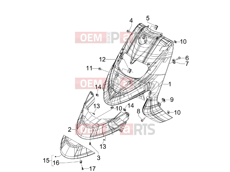gilera 2011 Stalker 50 Frame - Plastic parts - Coachwork » Front shield