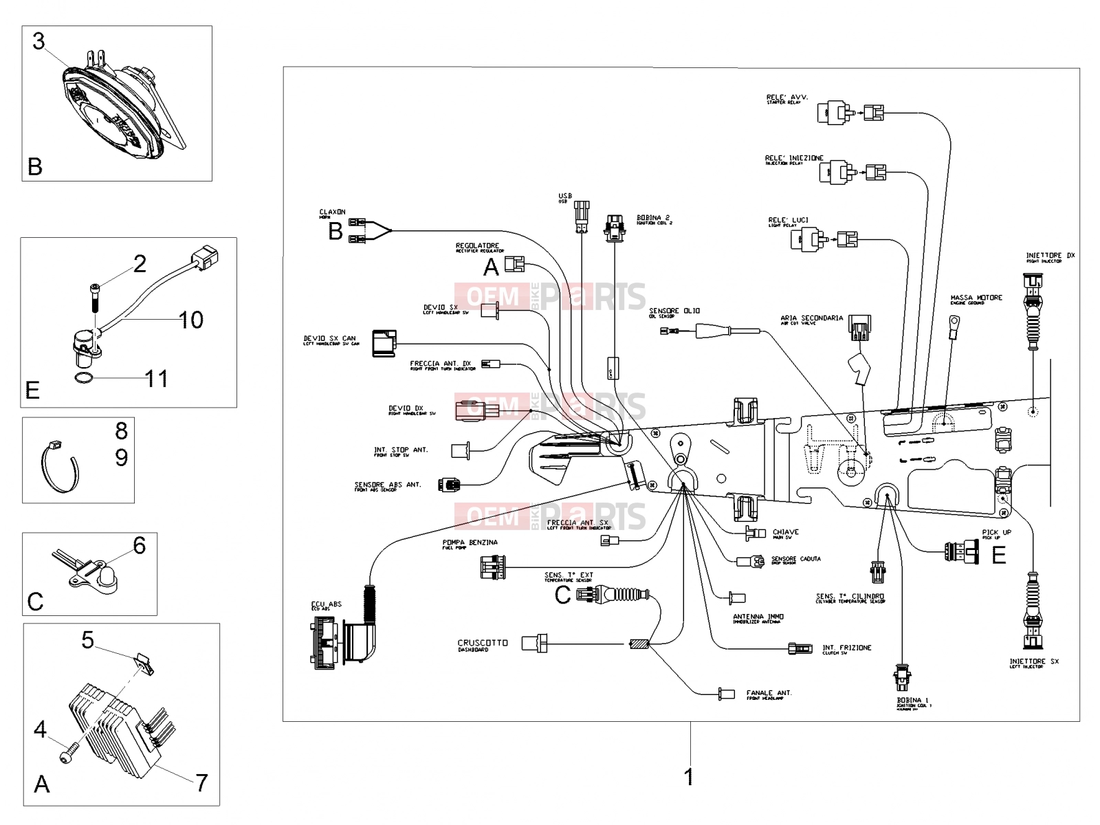 MOTOGUZZI V7 III Carbon 750 Electrical systems » Front electrical system