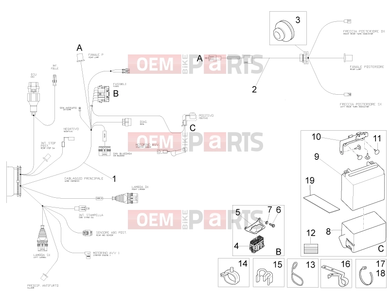 MOTOGUZZI V9 Bobber 850 ABS Electrical systems » Rear electrical system