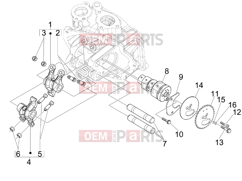 PIAGGIO MP3 125 ie 2008-2011 (EMEA) Engine » Rocking levers support unit
