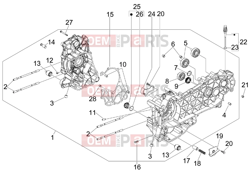 PIAGGIO MP3 125 ie 2008-2011 (EMEA) Engine » Crankcase