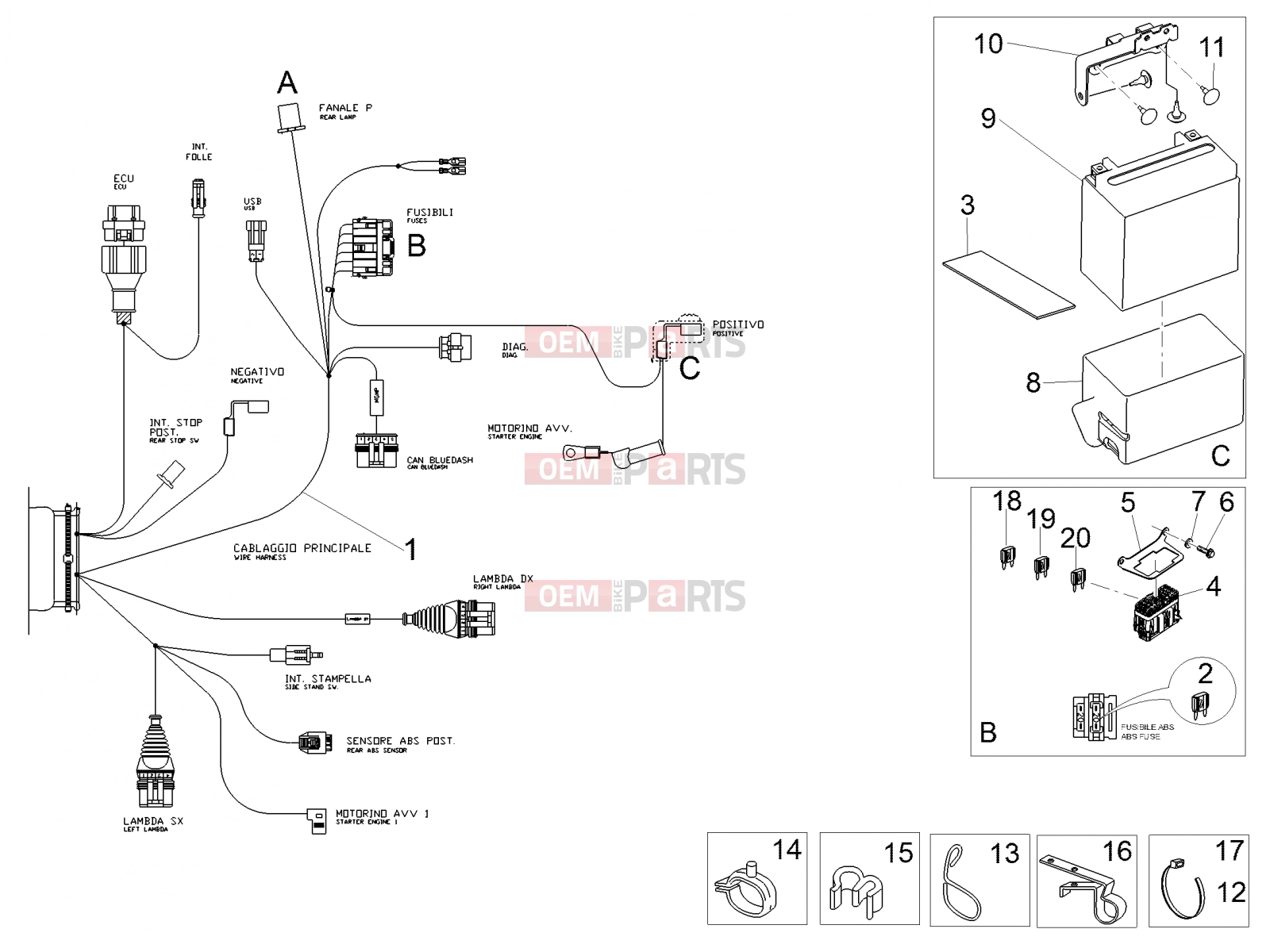 MOTOGUZZI V7 III Stone 750 E4 2019 (EMEA) Electrical systems » Rear electrical system