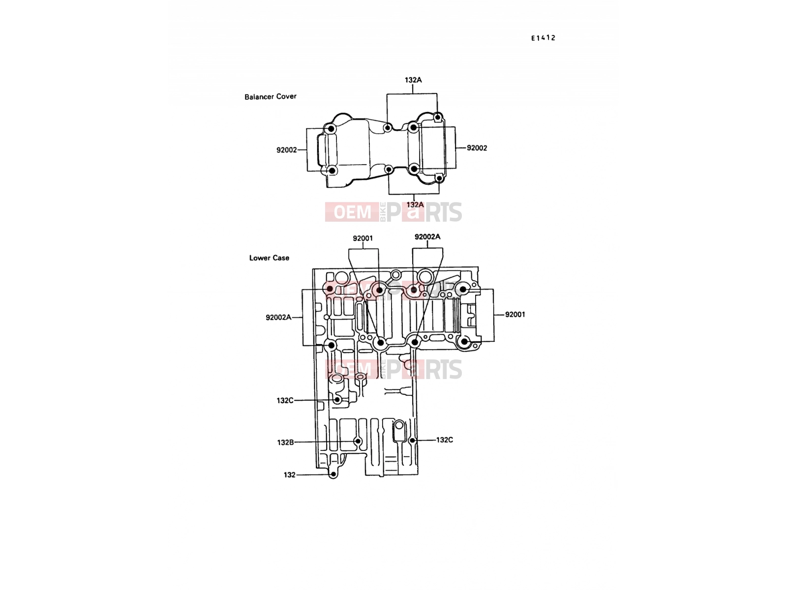KAWASAKI 1989 Crankcase Bolt Pattern