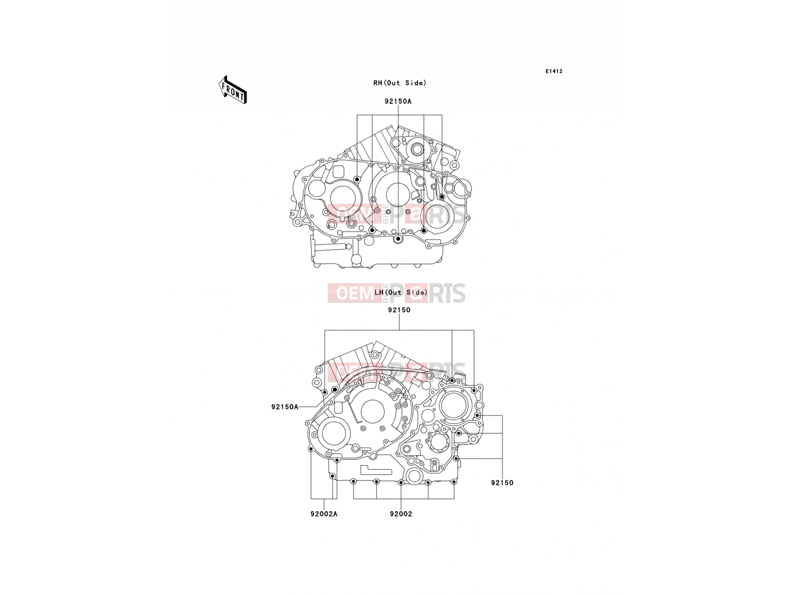 KAWASAKI 1998 Crankcase Bolt Pattern