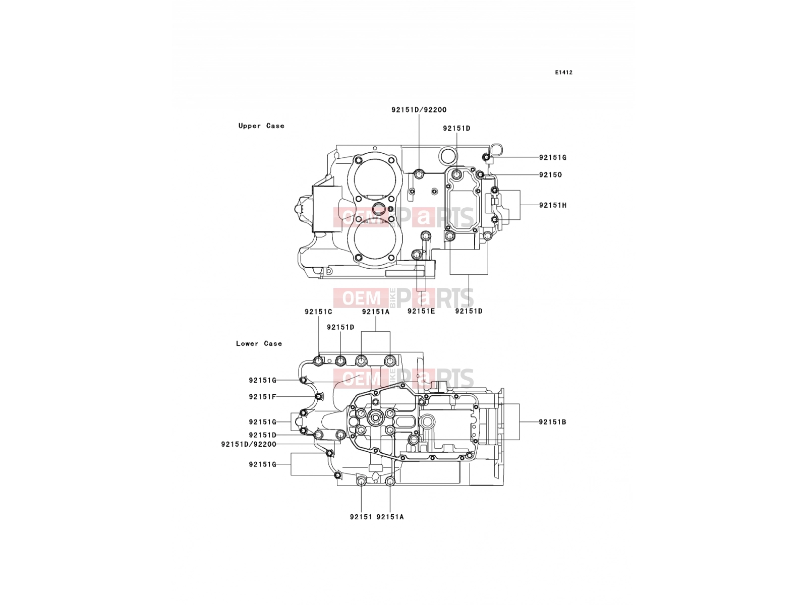 KAWASAKI 1999 Crankcase Bolt Pattern