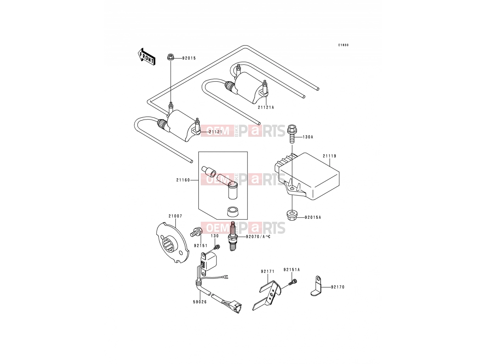 Kawasaki ZR-7 (ZR750-F1) Ignition System exploded drawing > oem