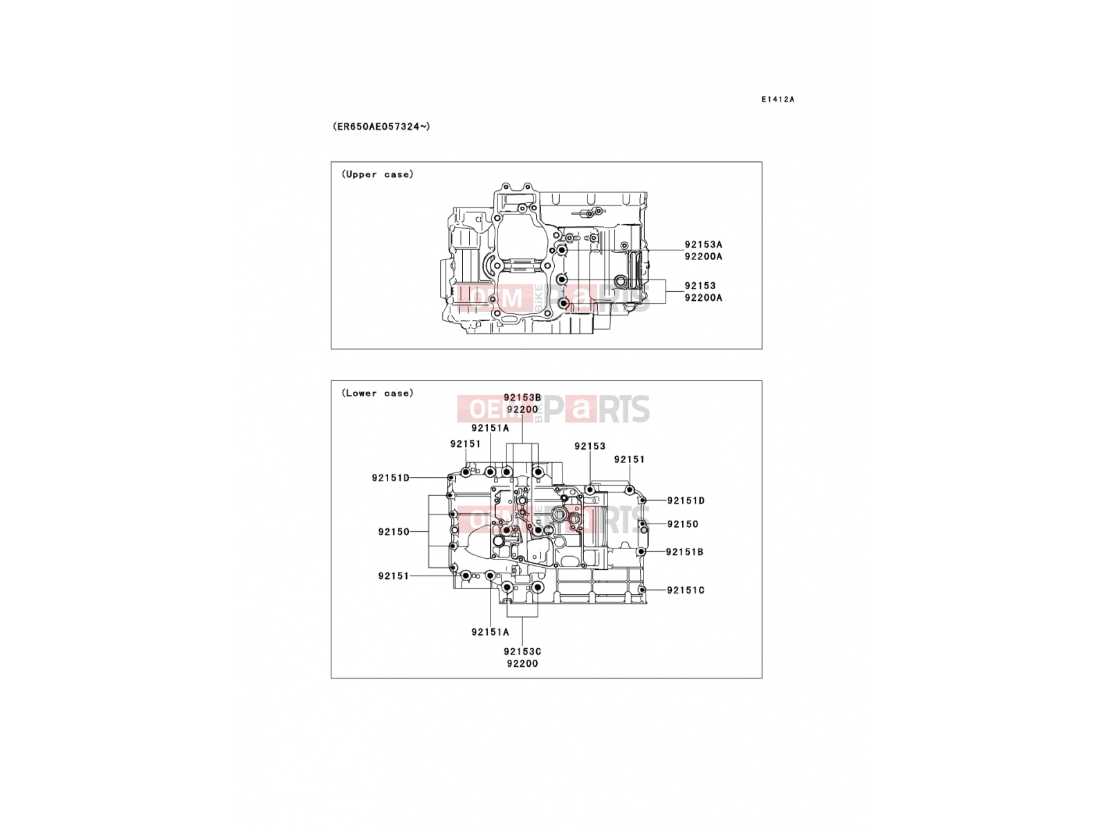 KAWASAKI 2008 Crankcase Bolt Pattern