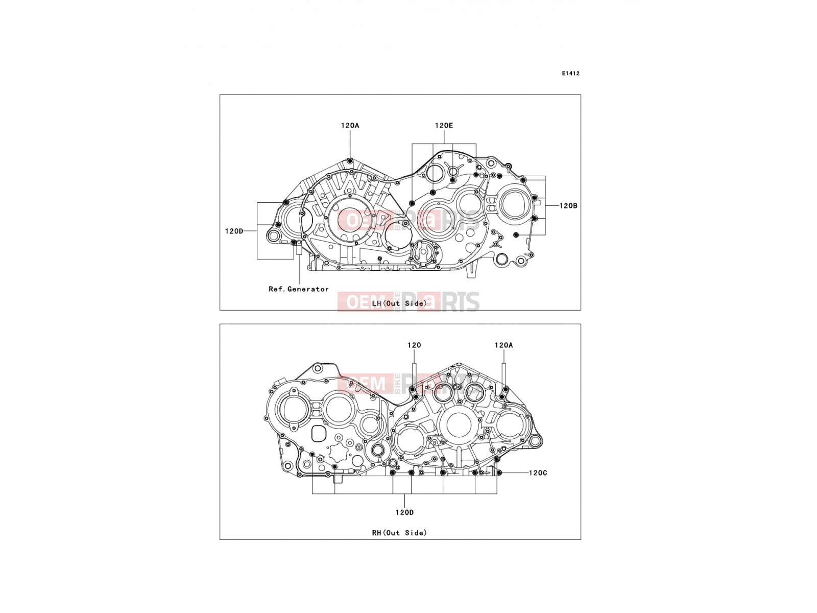 KAWASAKI 2009 Crankcase Bolt Pattern