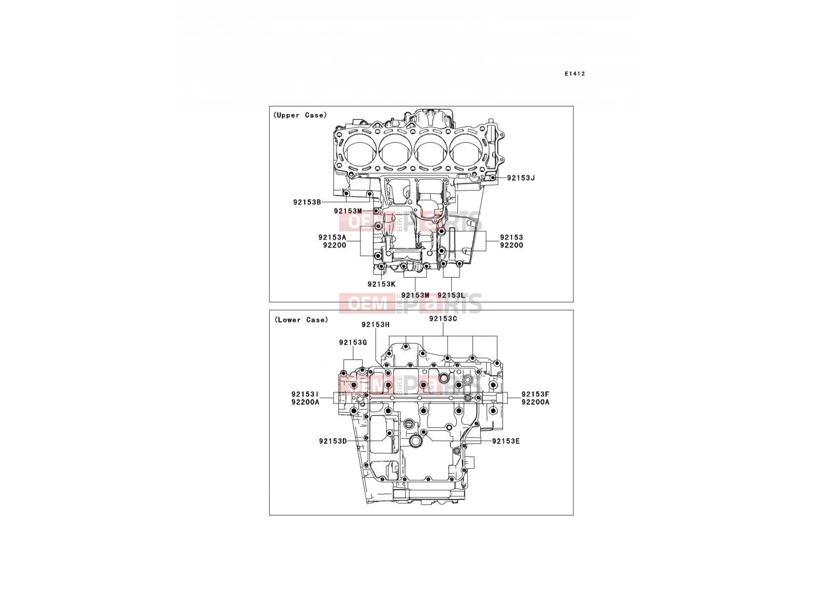 KAWASAKI 2012 Crankcase Bolt Pattern
