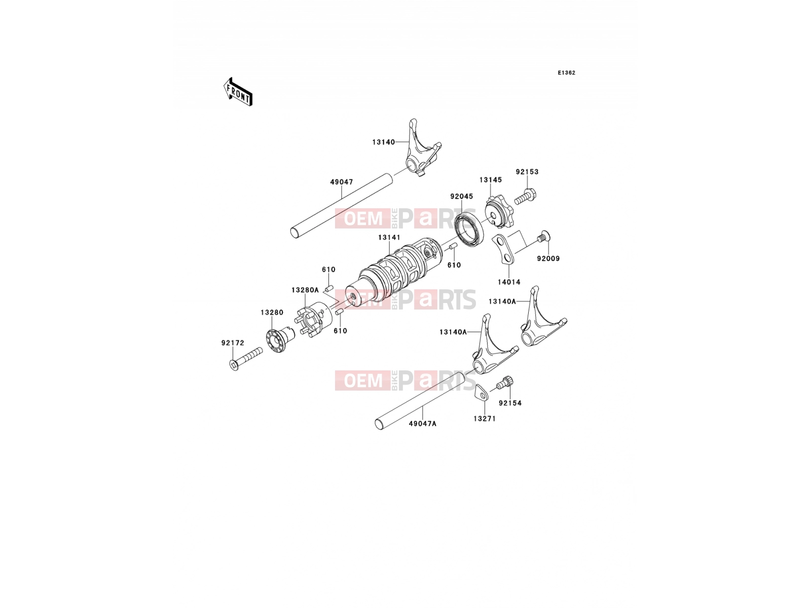 KAWASAKI 2012 Gear Change Drum/Shift Fork(s)