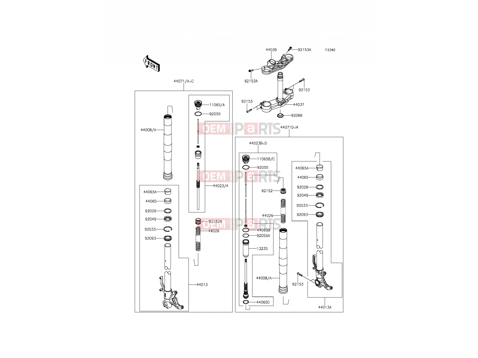 Kawasaki NINJA ZX-6R ABS (ZX636FDF) Front Fork exploded drawing