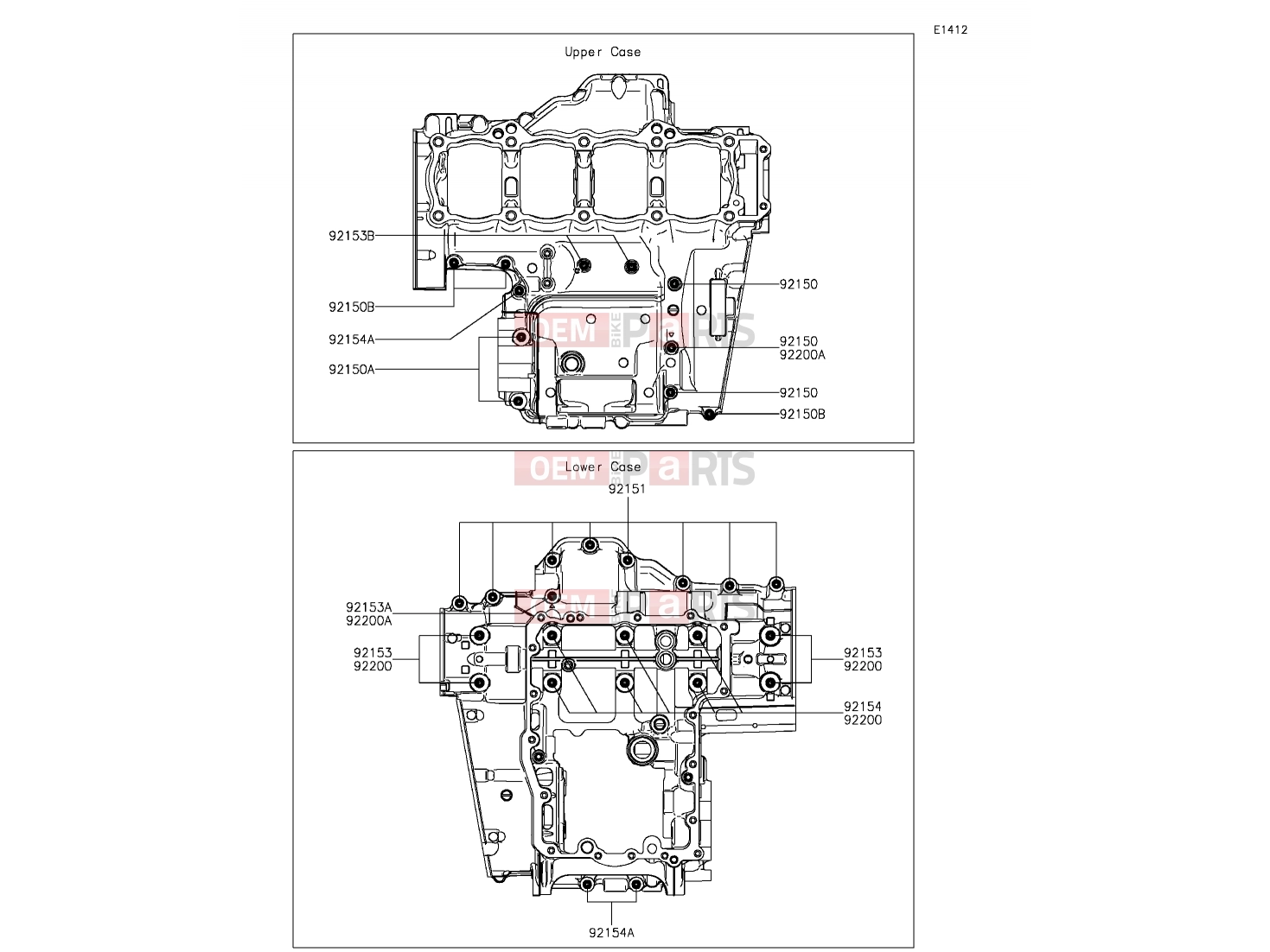 KAWASAKI 2014 Crankcase Bolt Pattern
