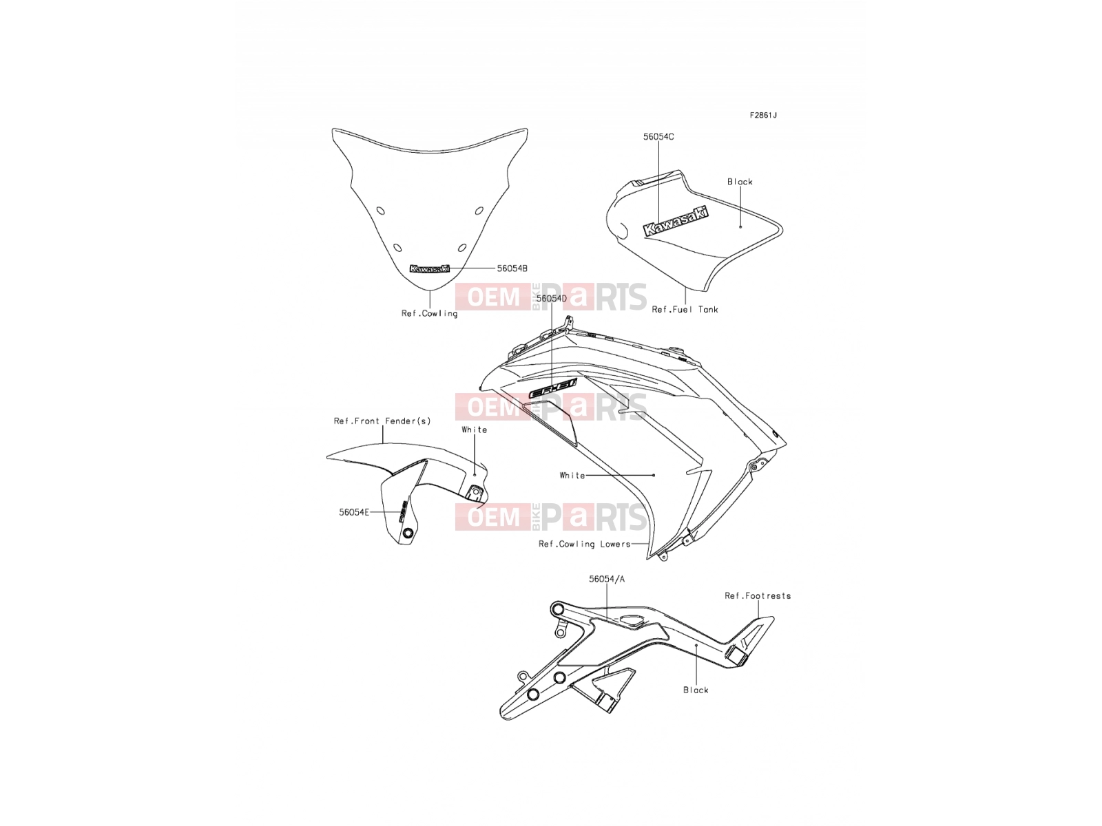 KAWASAKI 2015 Decals(White)