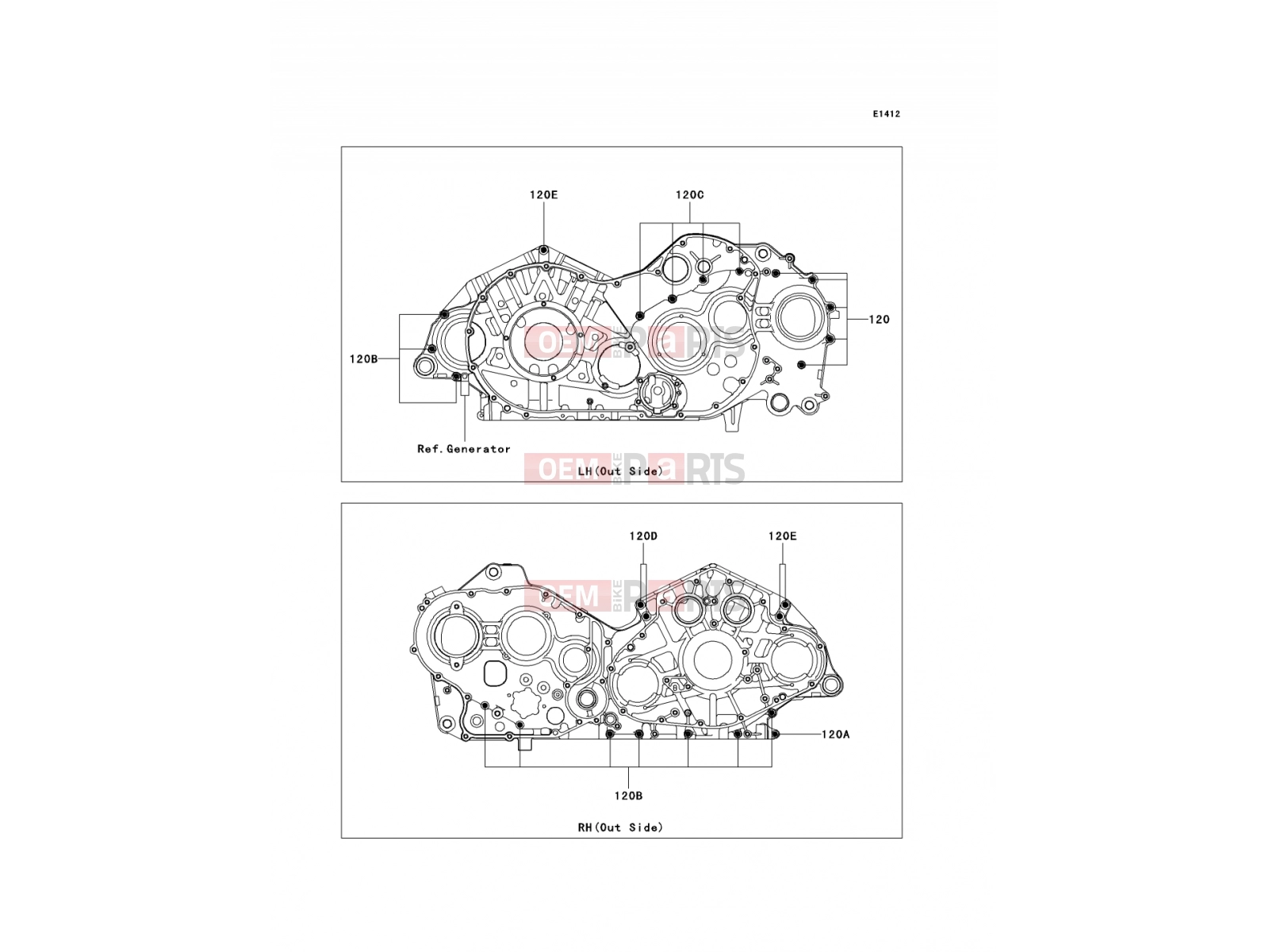 KAWASAKI 2005 Crankcase Bolt Pattern