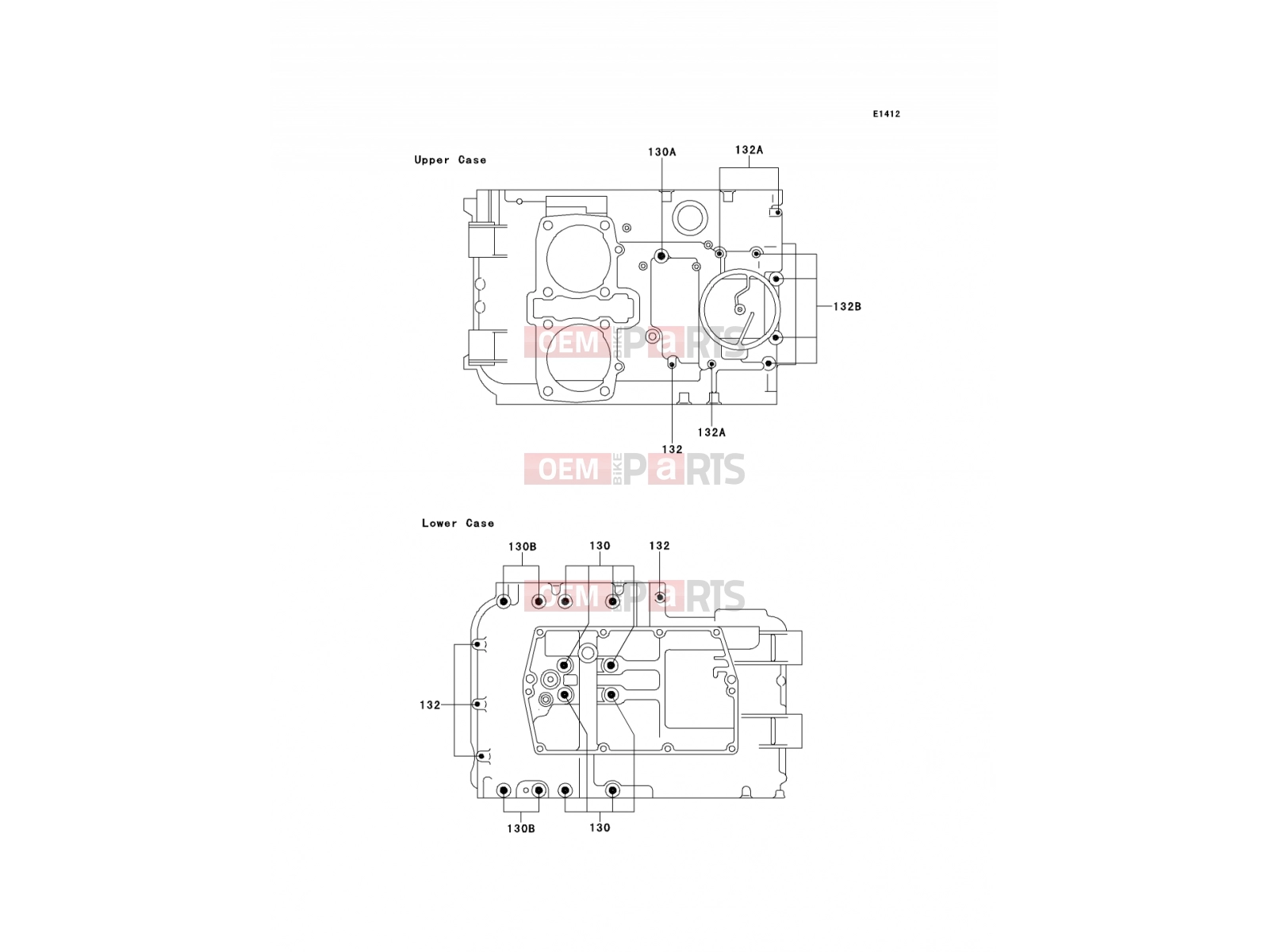 KAWASAKI 2000 Crankcase Bolt Pattern