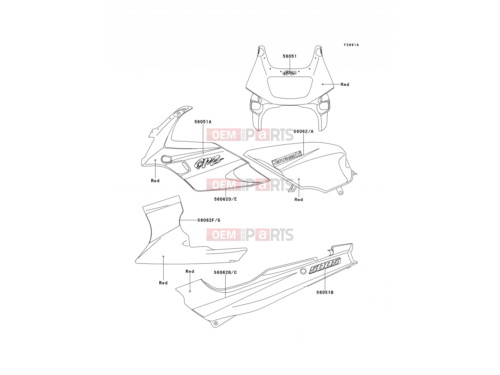 KAWASAKI 2000 Decals(Red)
