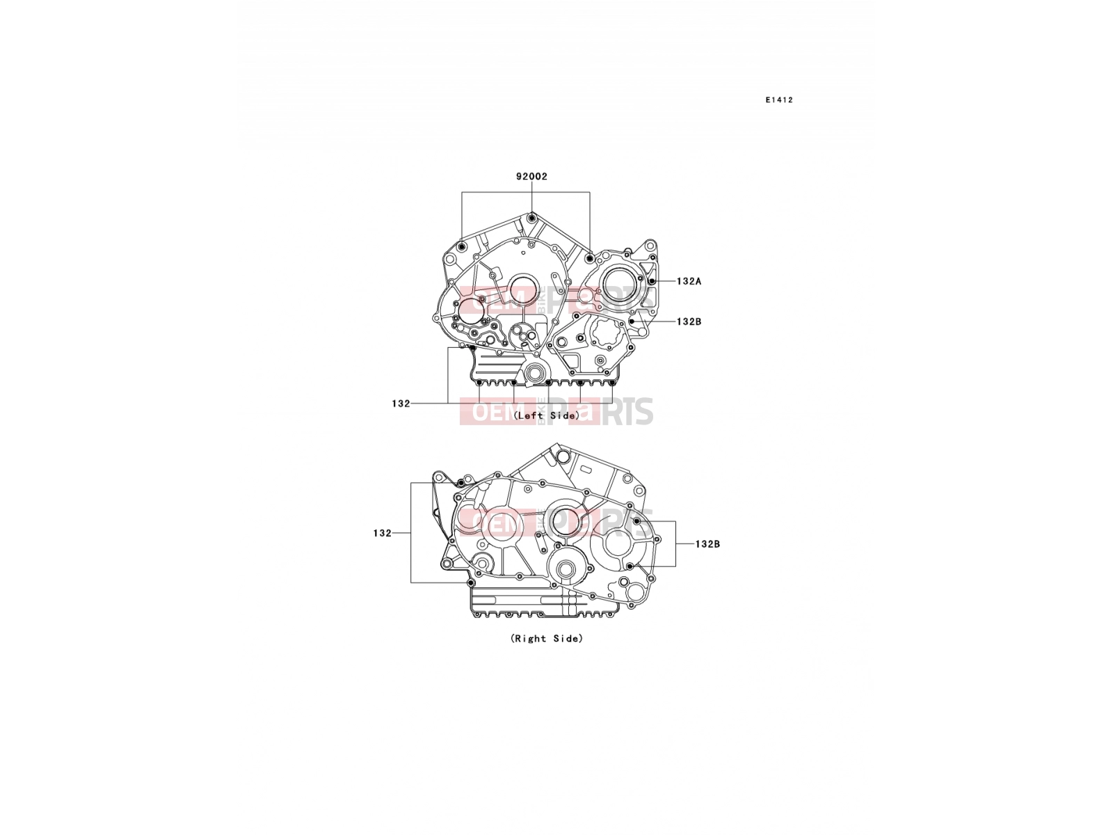 KAWASAKI 2000 Crankcase Bolt Pattern