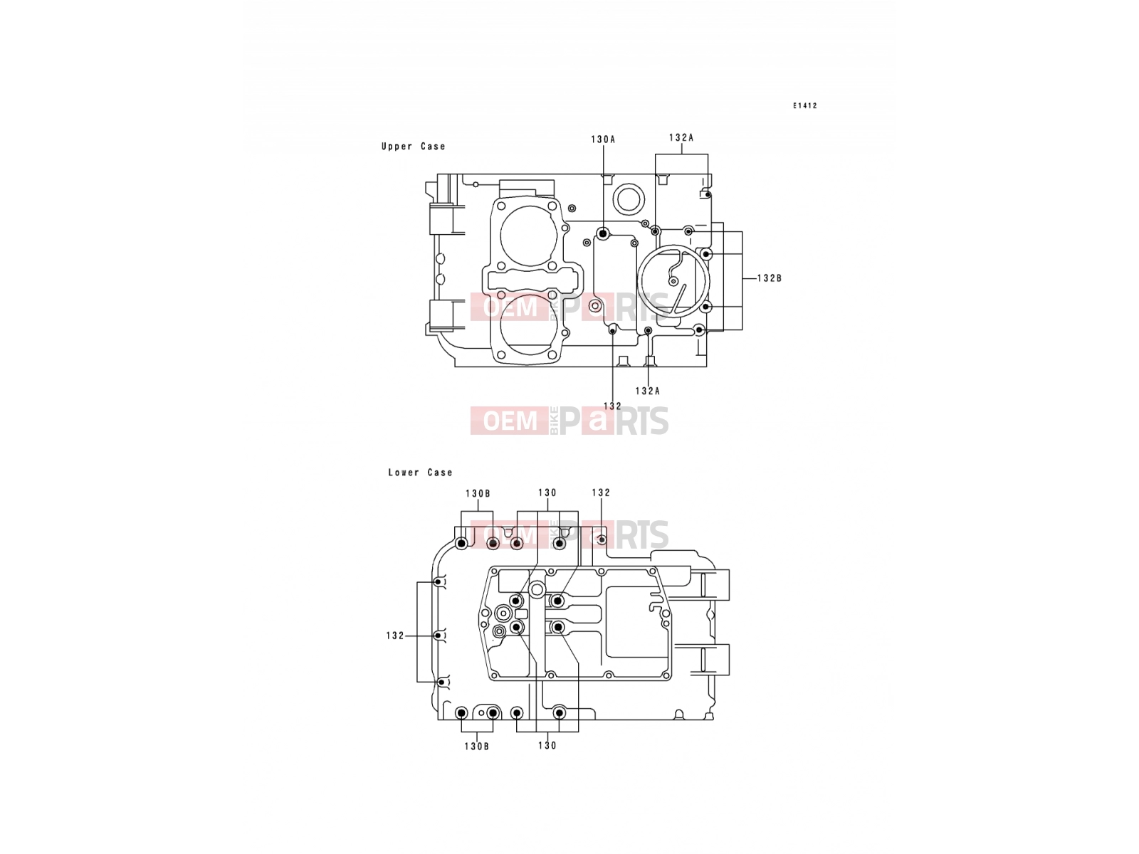 KAWASAKI 2000 Crankcase Bolt Pattern