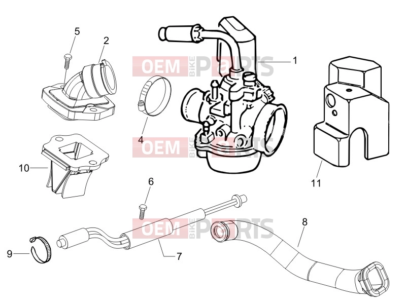 PIAGGIO Fly 50 2T Engine » Carburettor, assembly - Union pipe